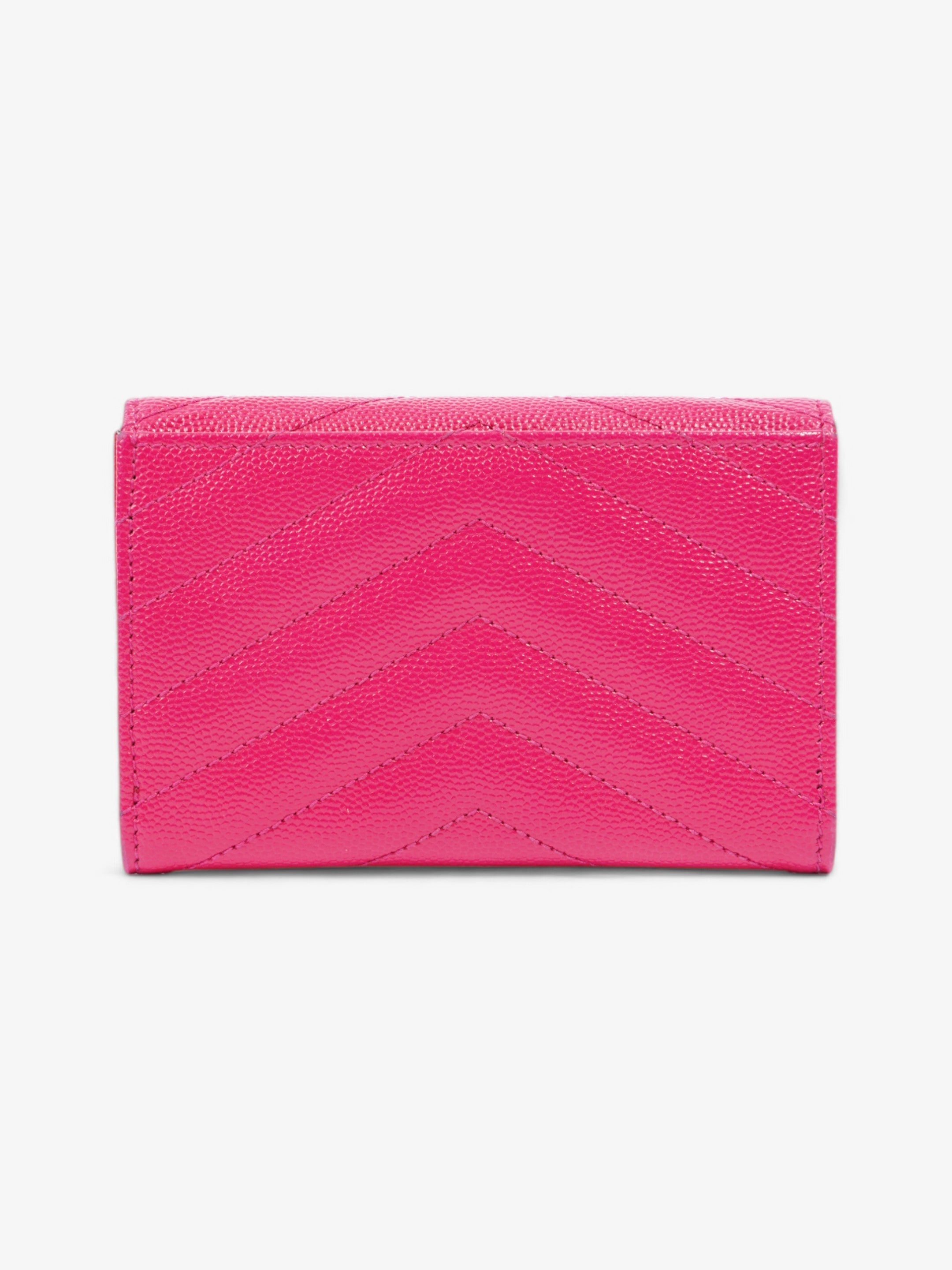 Saint Laurent Monogram Envelope Wallet Bubblegum Pink / Gold Grained Leather Small