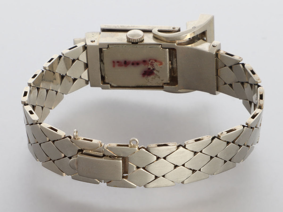 Gotham Vintage 14K White Gold Diamond Retro Flip-Top Watch Bracelet