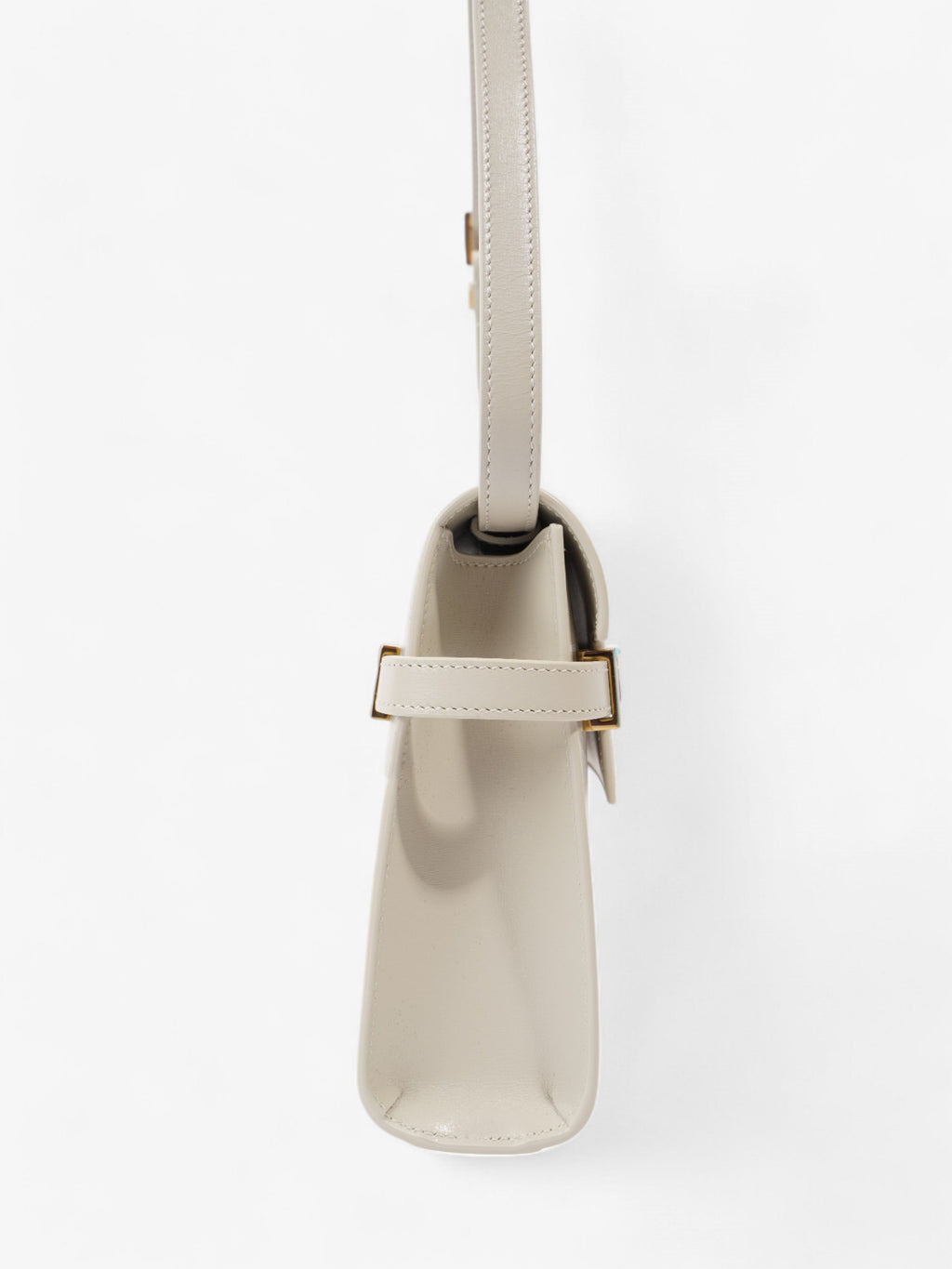 Saint Laurent Manhattan Blanc Vintage Calfskin Leather Small