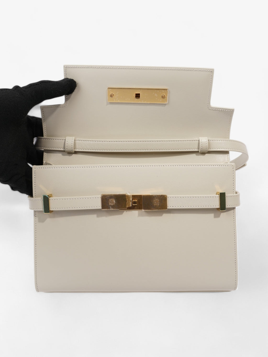 Saint Laurent Manhattan Blanc Vintage Calfskin Leather Small