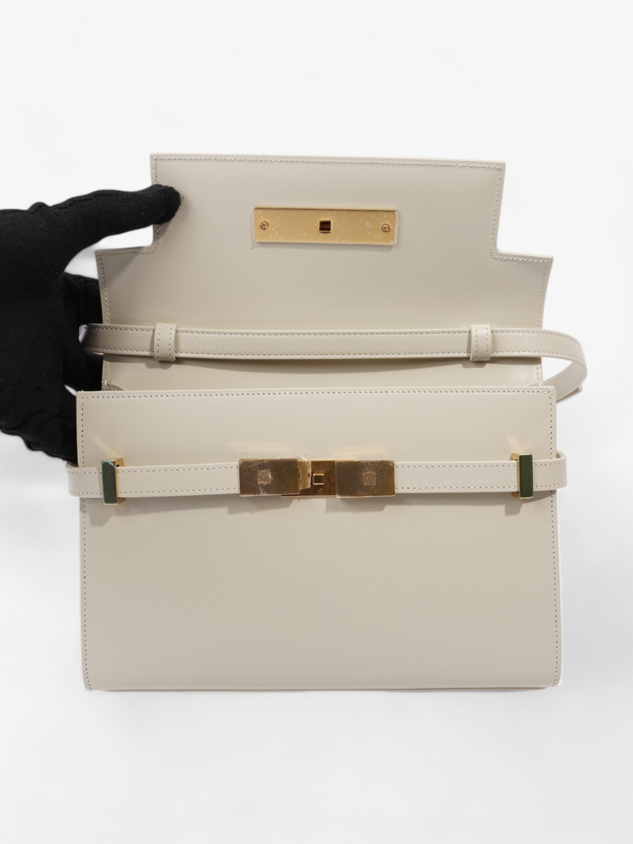 Saint Laurent Manhattan Blanc Vintage Calfskin Leather Small