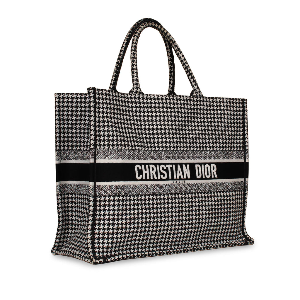 Large Dior Book Tote -  Houndstooth