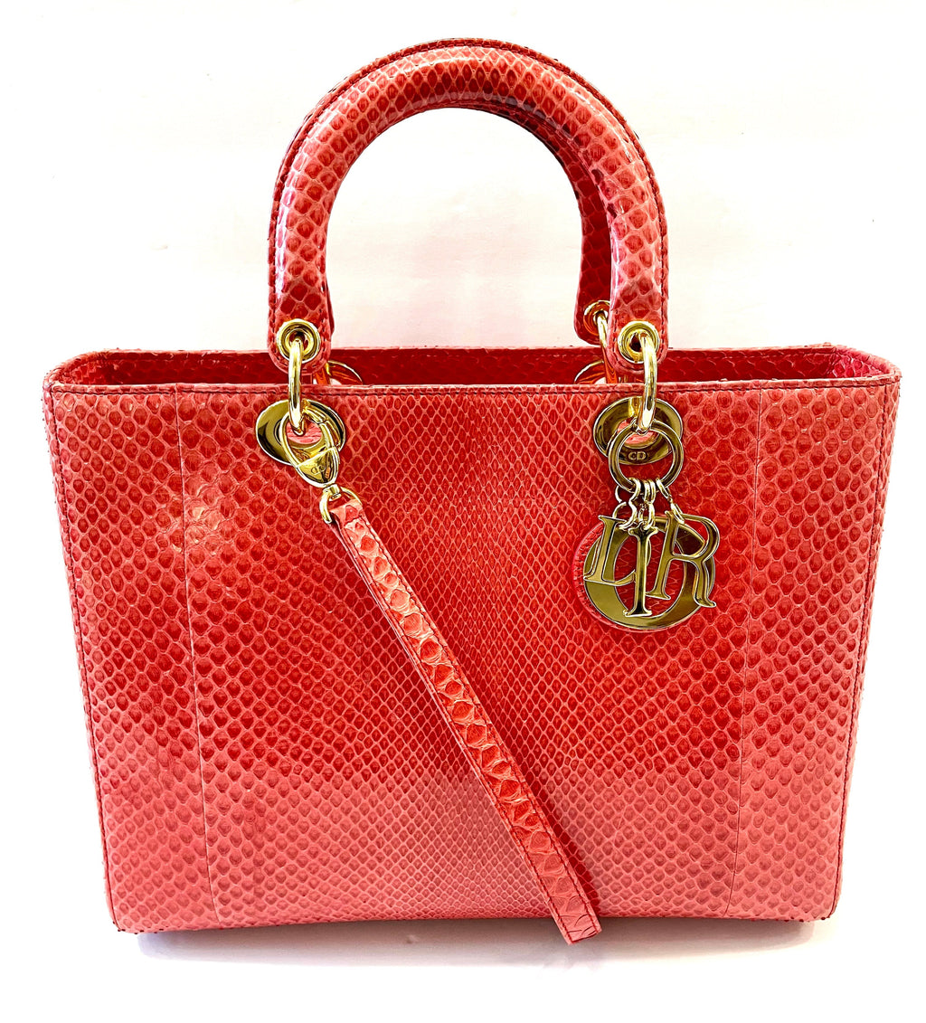 DIOR PYTHON LEATHER LARGE LADY DIOR BAG