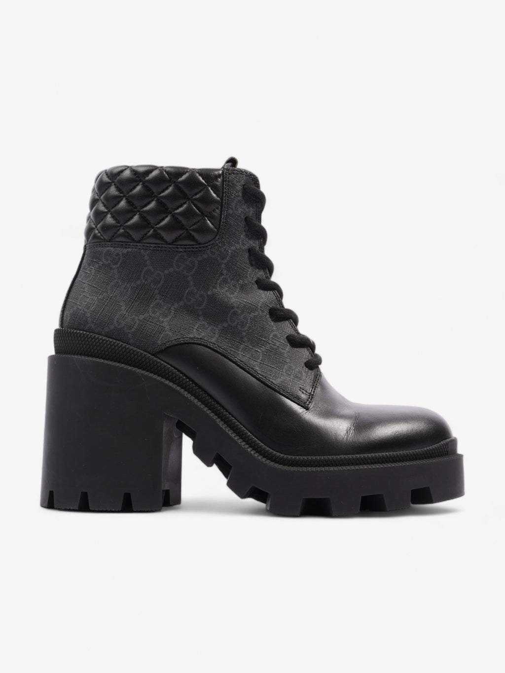 Gucci GG Ankle Boot 5.5cm Black Coated Canvas EU 39 UK 6