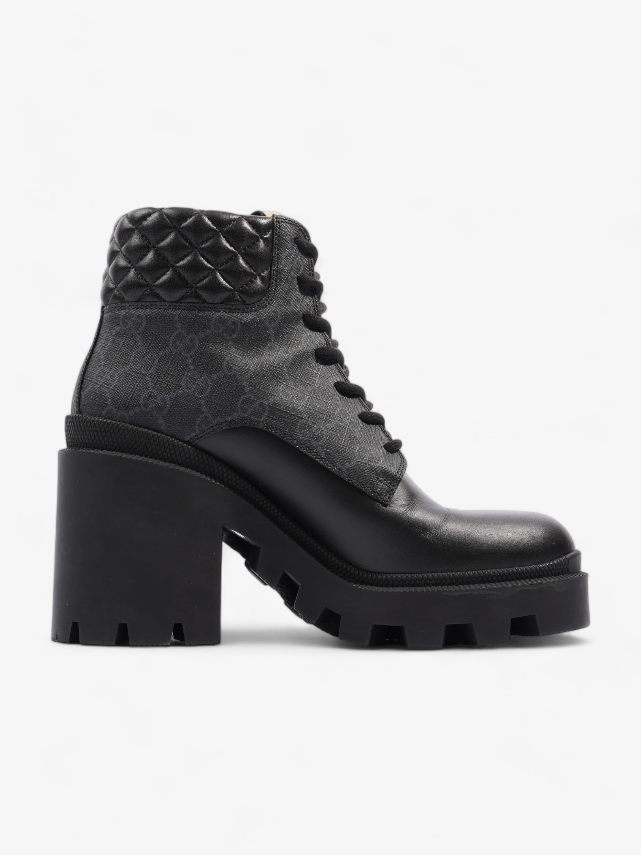 Gucci GG Ankle Boot 5.5cm Black Coated Canvas EU 39 UK 6
