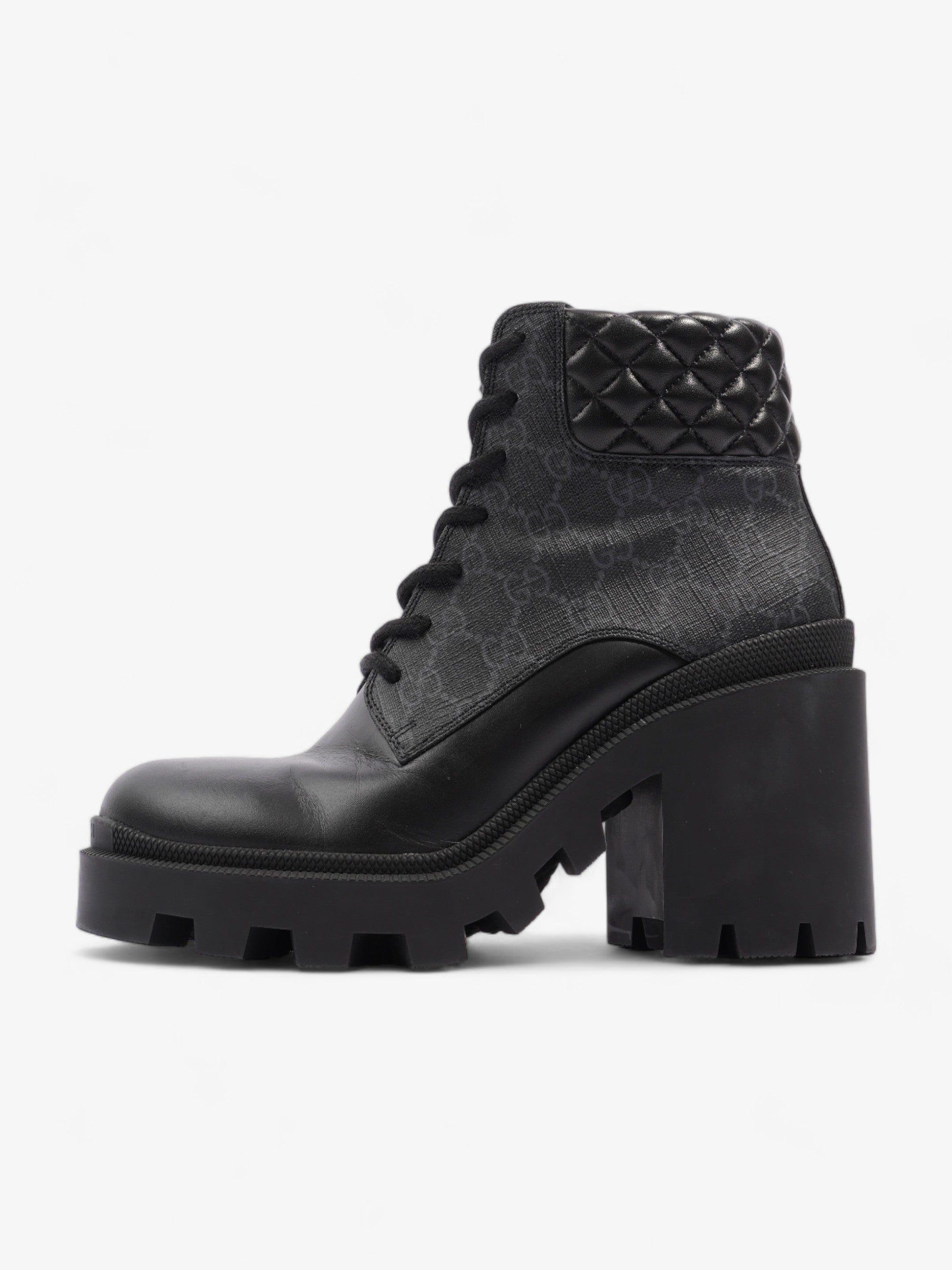 Gucci GG Ankle Boot 5.5cm Black Coated Canvas EU 39 UK 6