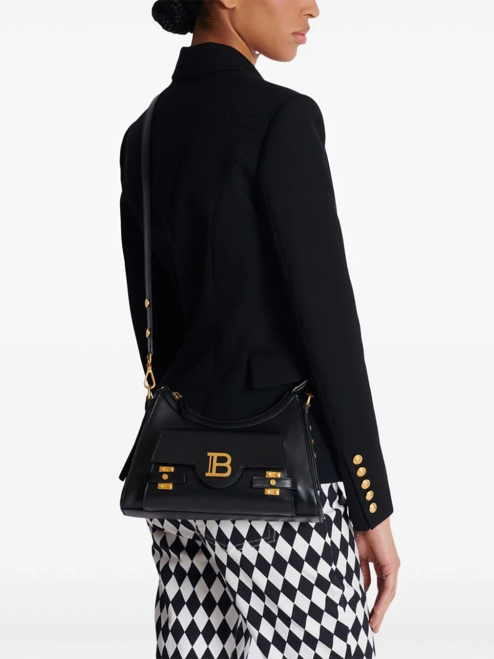 BLACK BUZZ HOBO BAG GOLDEN LOGO