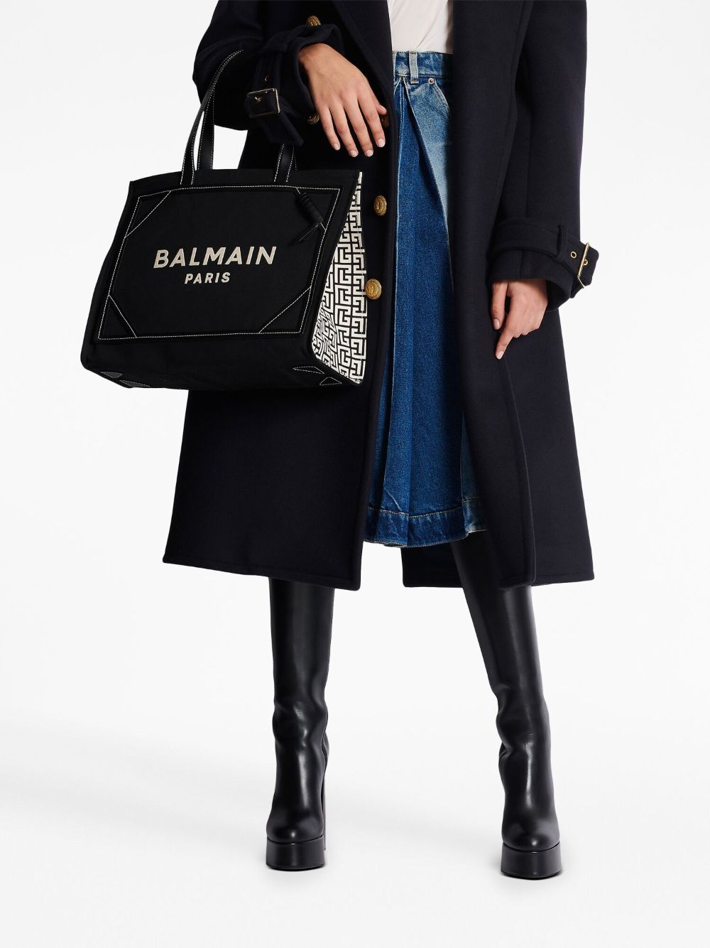 B-ARMY MEDIUM CANVAS AND LEATHER TOTE BAG