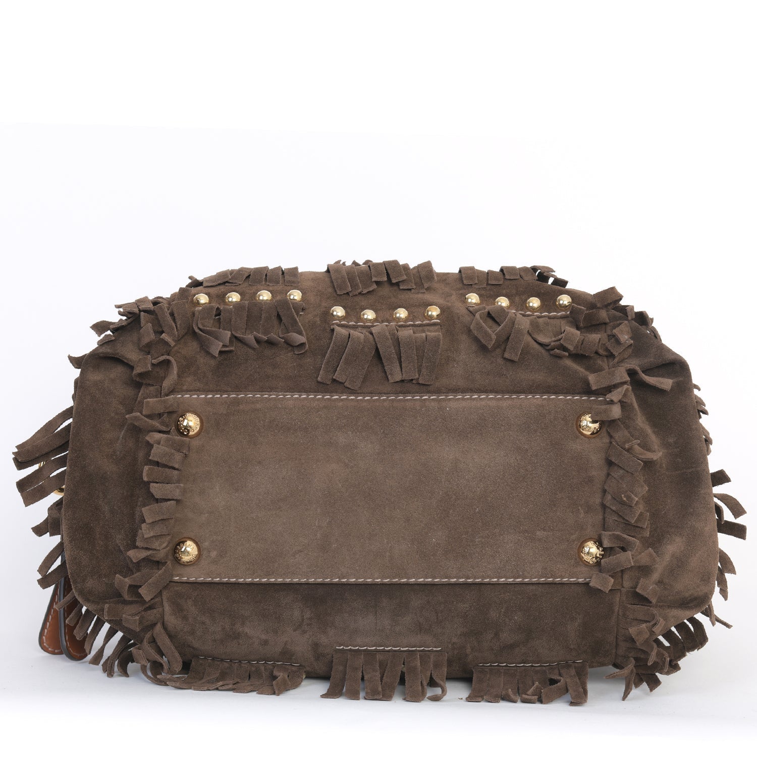 Brown Suede Tassel Bowling Bag
