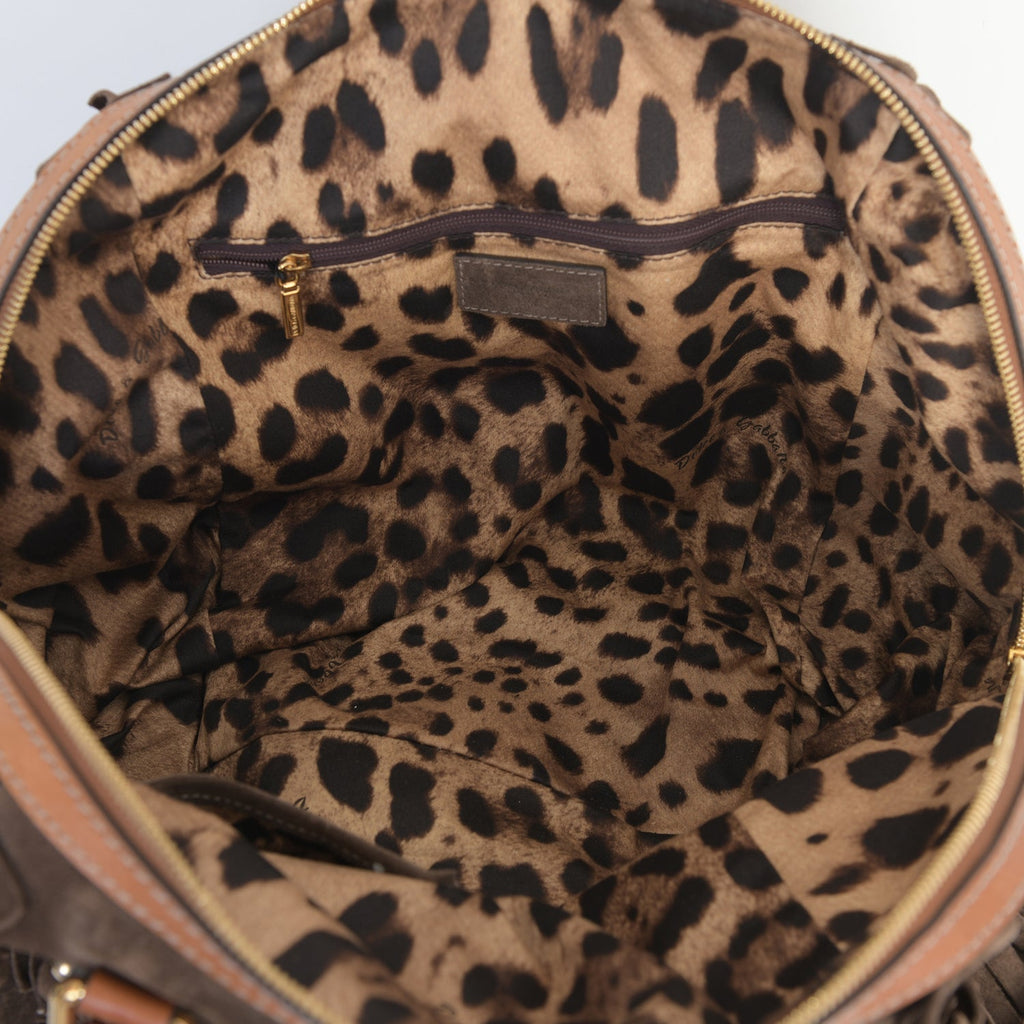 Brown Suede Tassel Bowling Bag