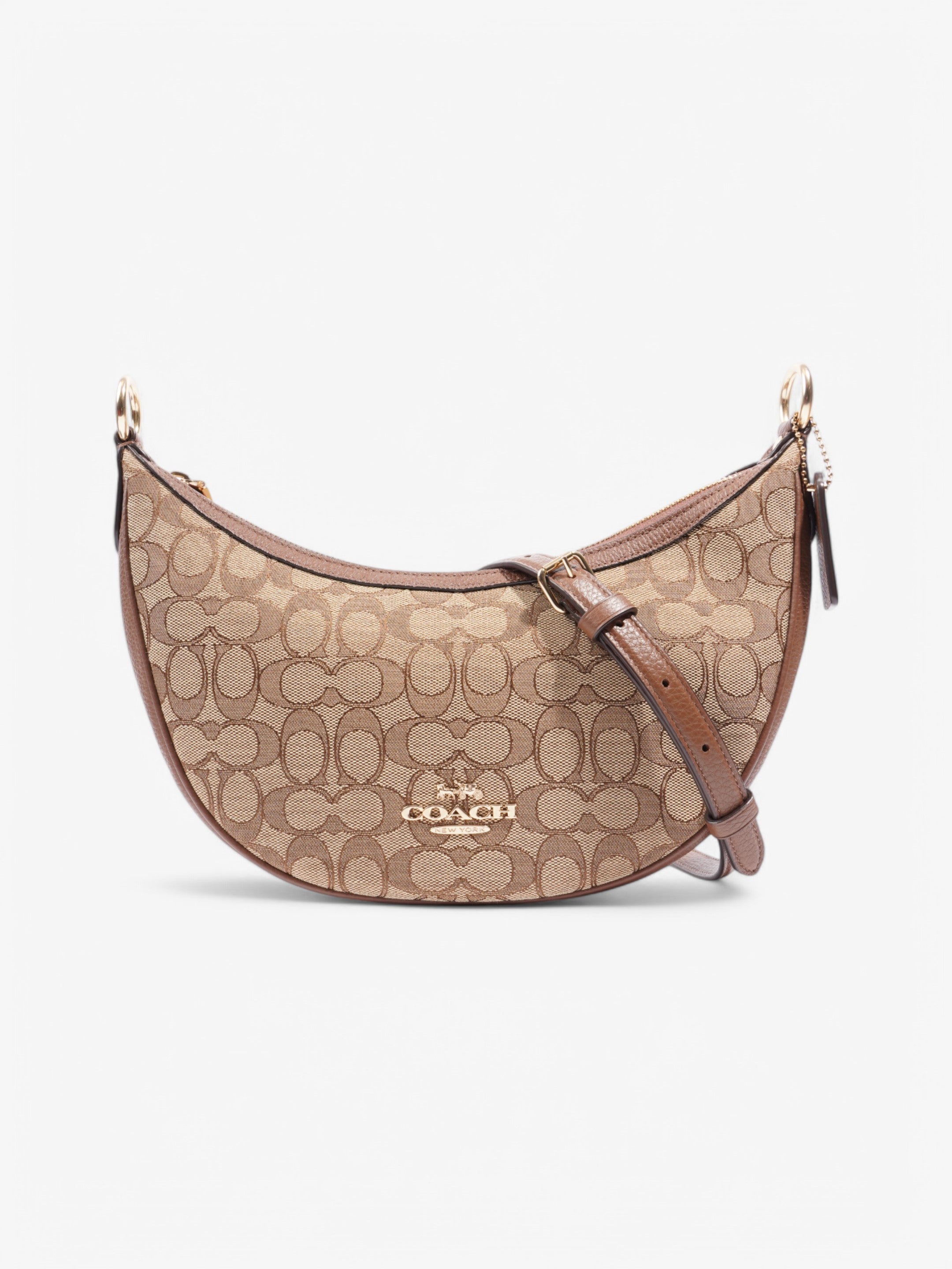 Coach Aria Shoulder Bag Beige  / Brown Canvas