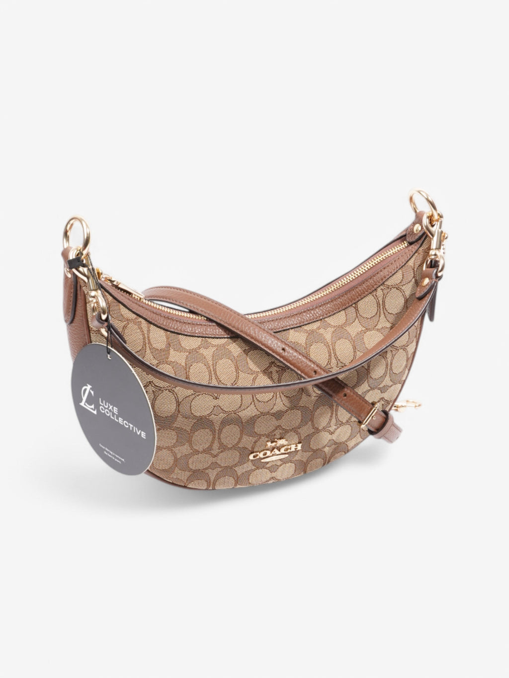 Coach Aria Shoulder Bag Beige  / Brown Canvas