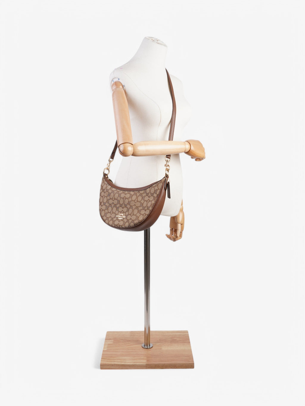 Coach Aria Shoulder Bag Beige  / Brown Canvas