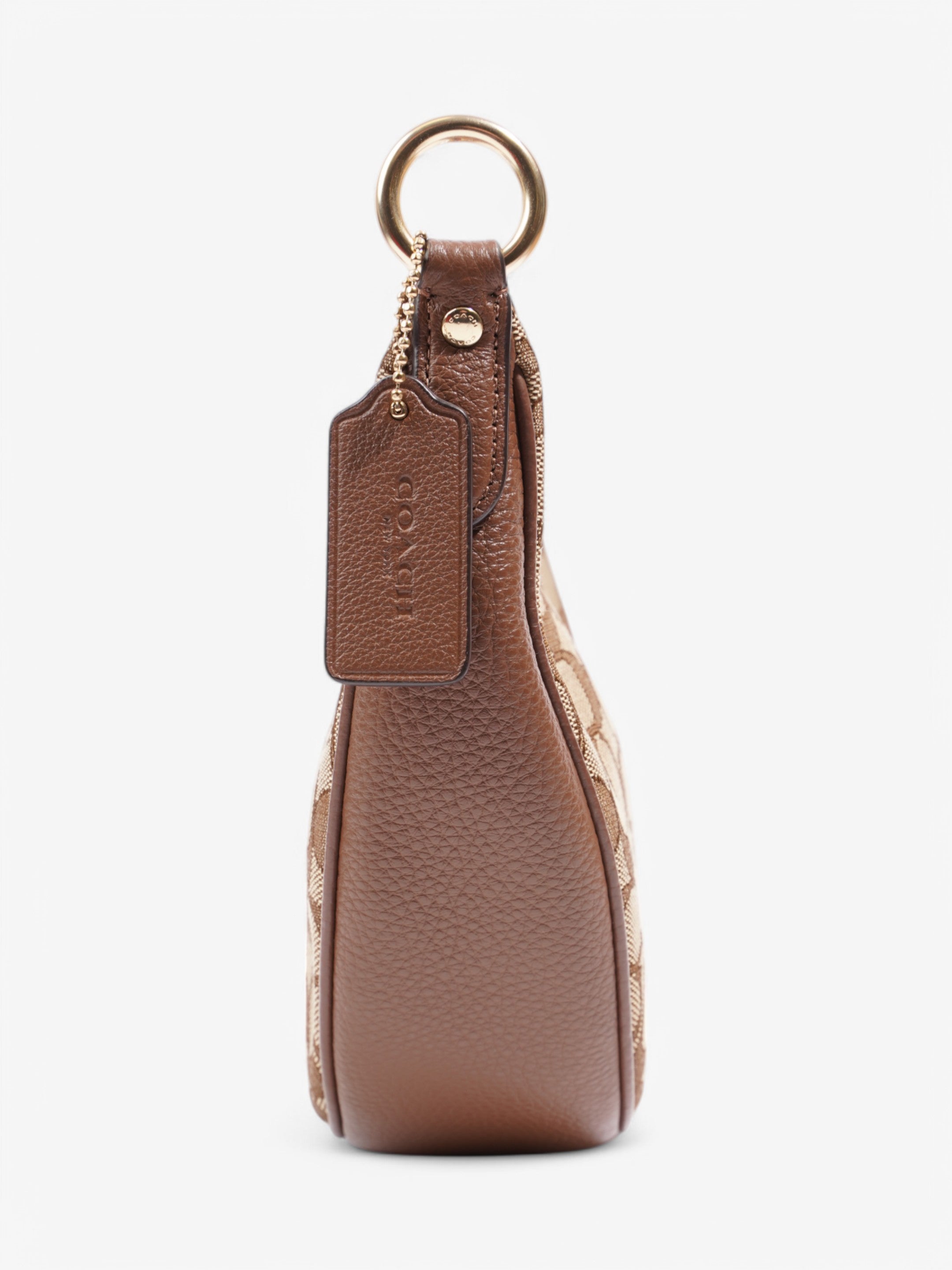 Coach Aria Shoulder Bag Beige  / Brown Canvas
