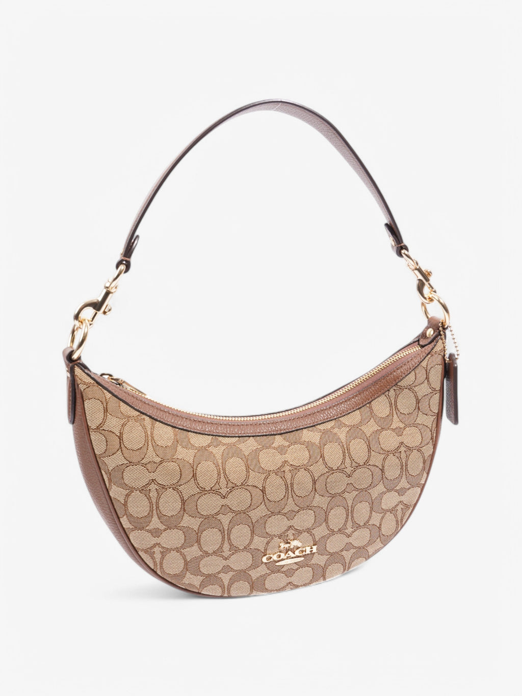 Coach Aria Shoulder Bag Beige  / Brown Canvas