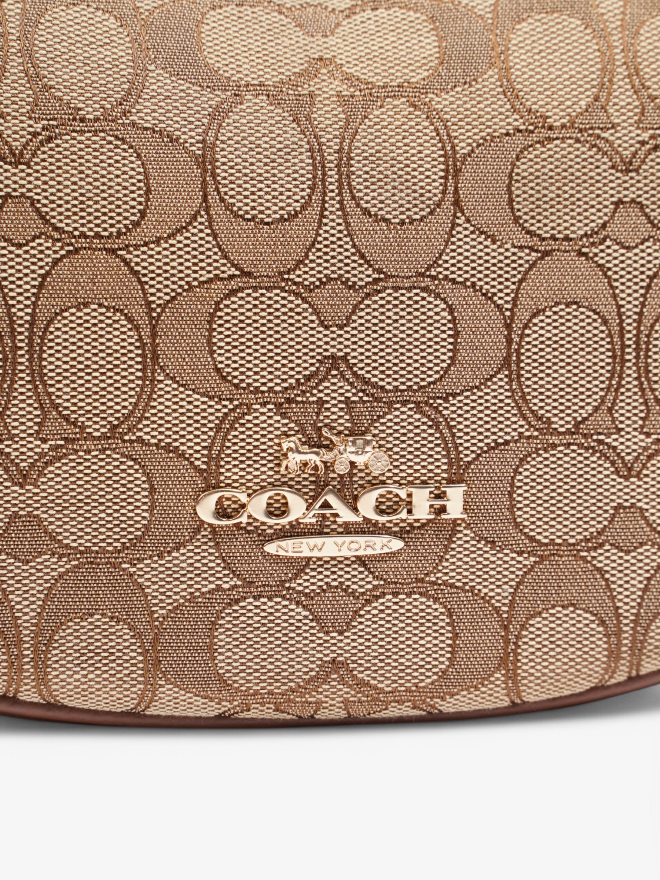 Coach Aria Shoulder Bag Beige  / Brown Canvas