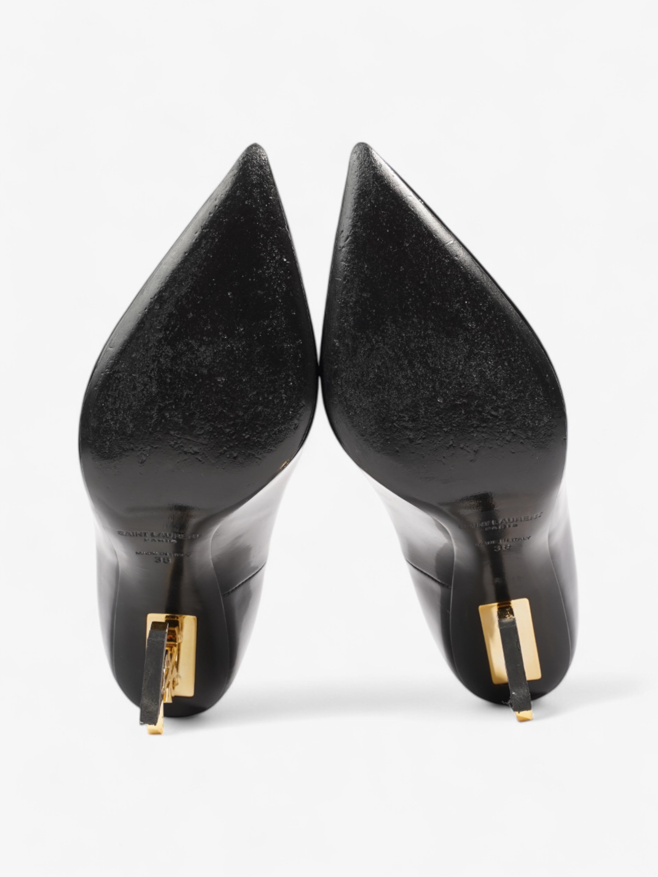 Saint Laurent Opyum 110mm Black / Gold Patent Leather EU 38 UK 5