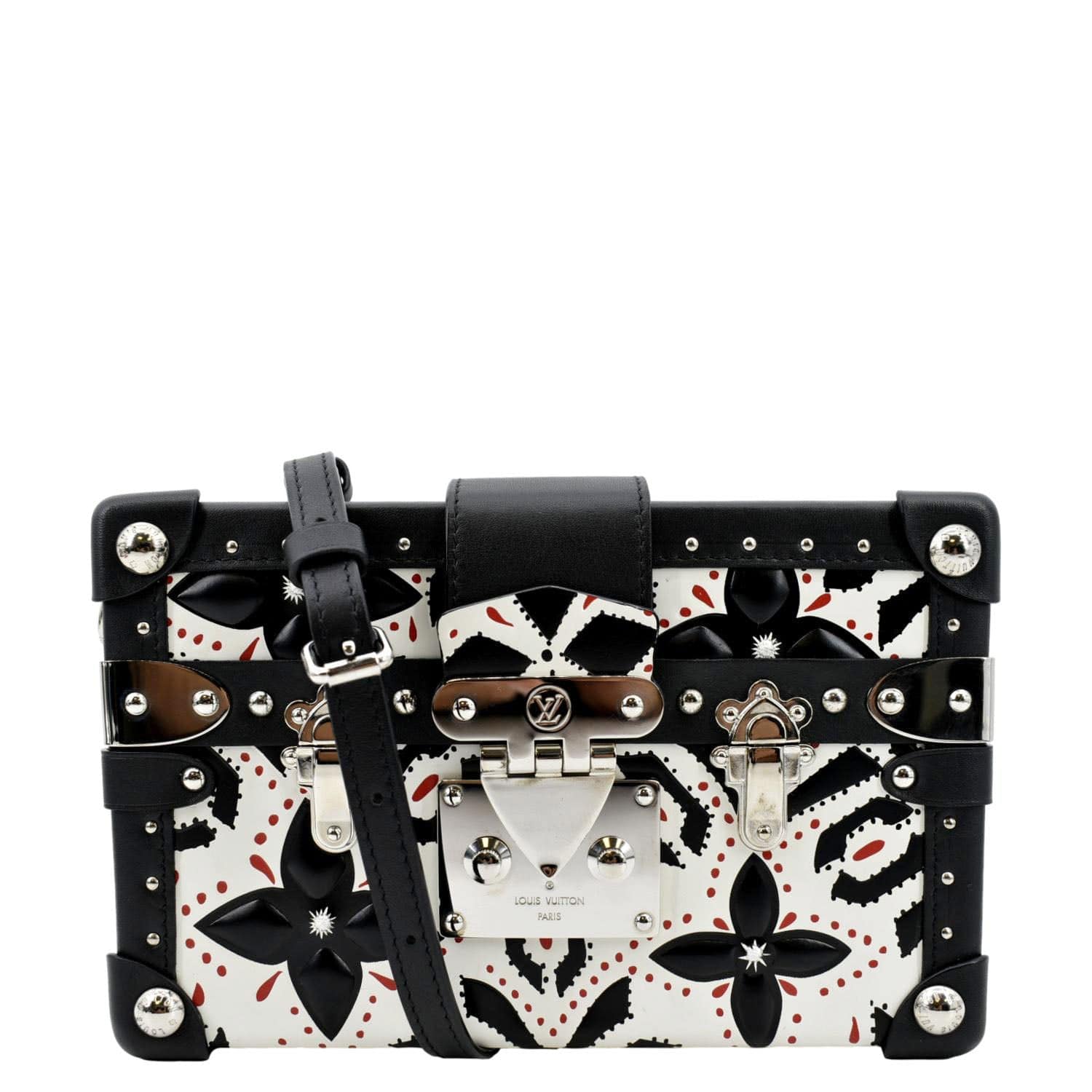 LOUIS VUITTON Petite Malle Graphic Print Leather Crossbody Bag Black/Multicolor