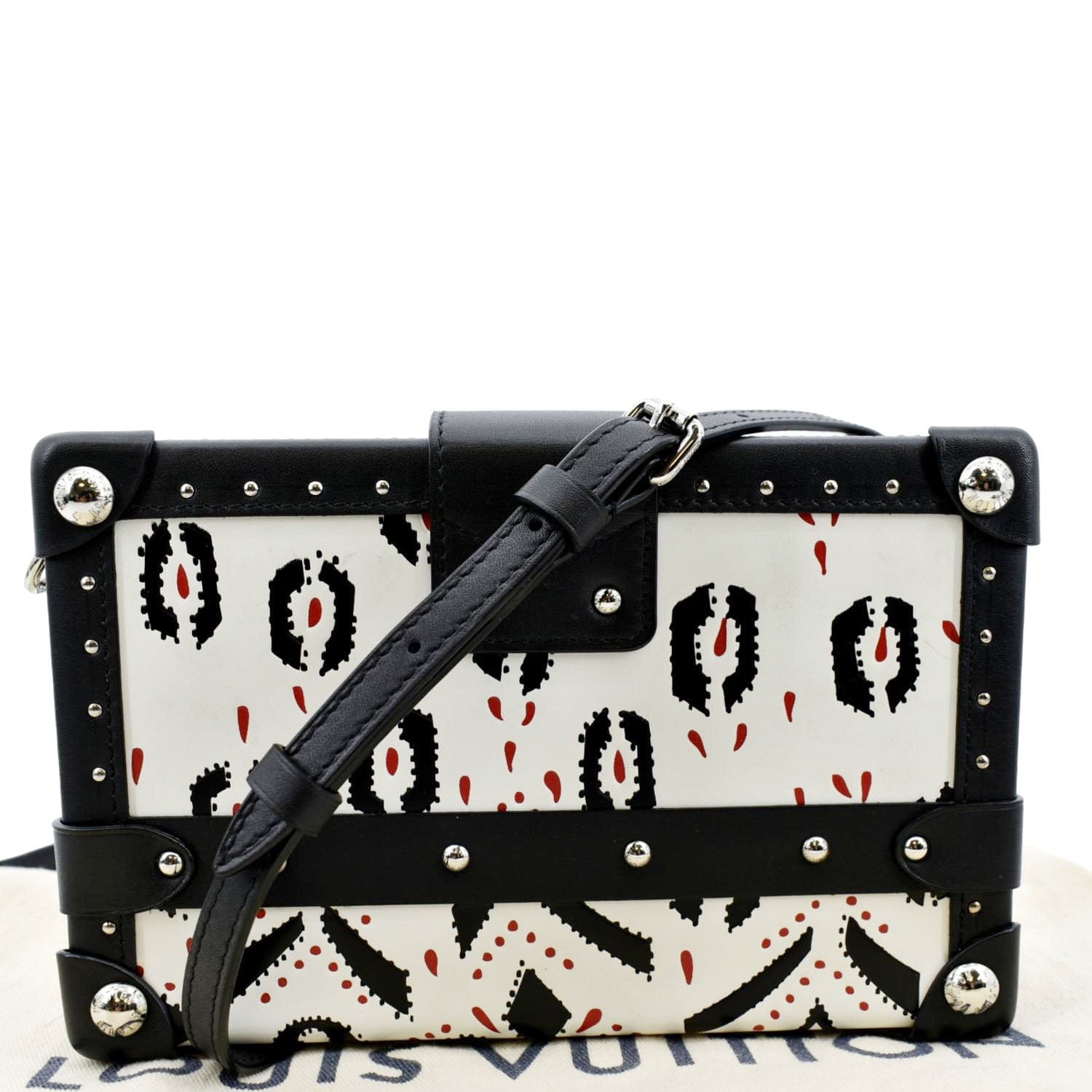 LOUIS VUITTON Petite Malle Graphic Print Leather Crossbody Bag Black/Multicolor