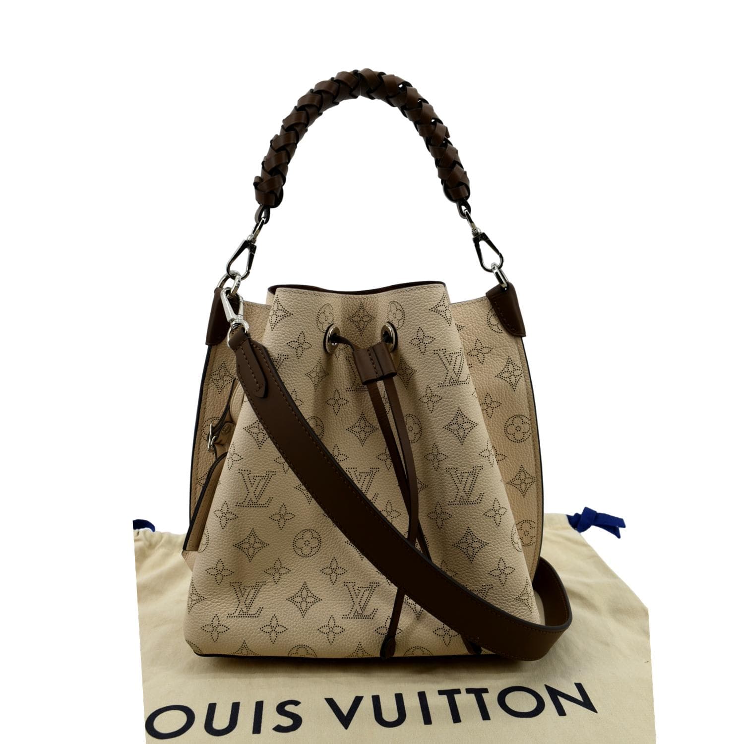 LOUIS VUITTON Muria Mahina Perforated Leather Crossbody Bag Creme