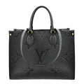 LOUIS VUITTON Onthego MM Giant Monogram Empreinte Leather Tote Bag Black