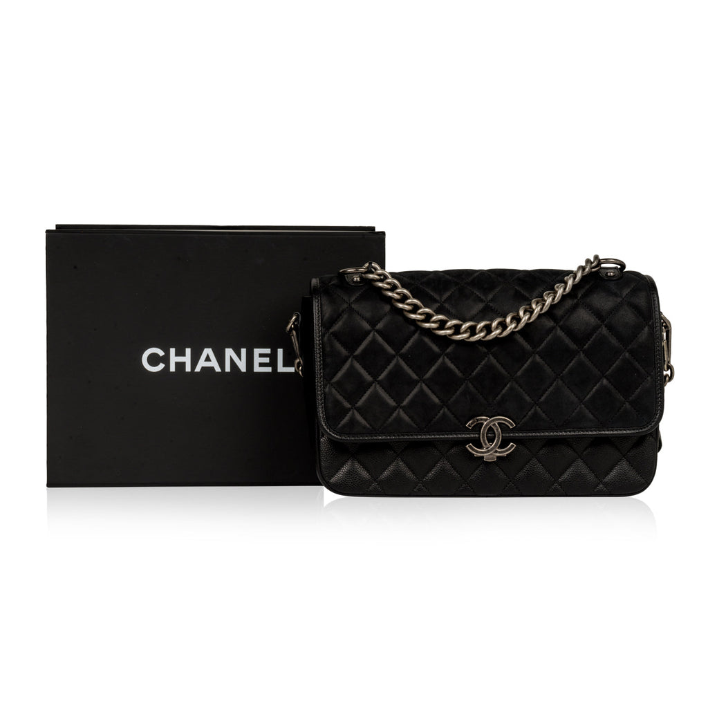 Caviar and Nubuck Messenger Bag