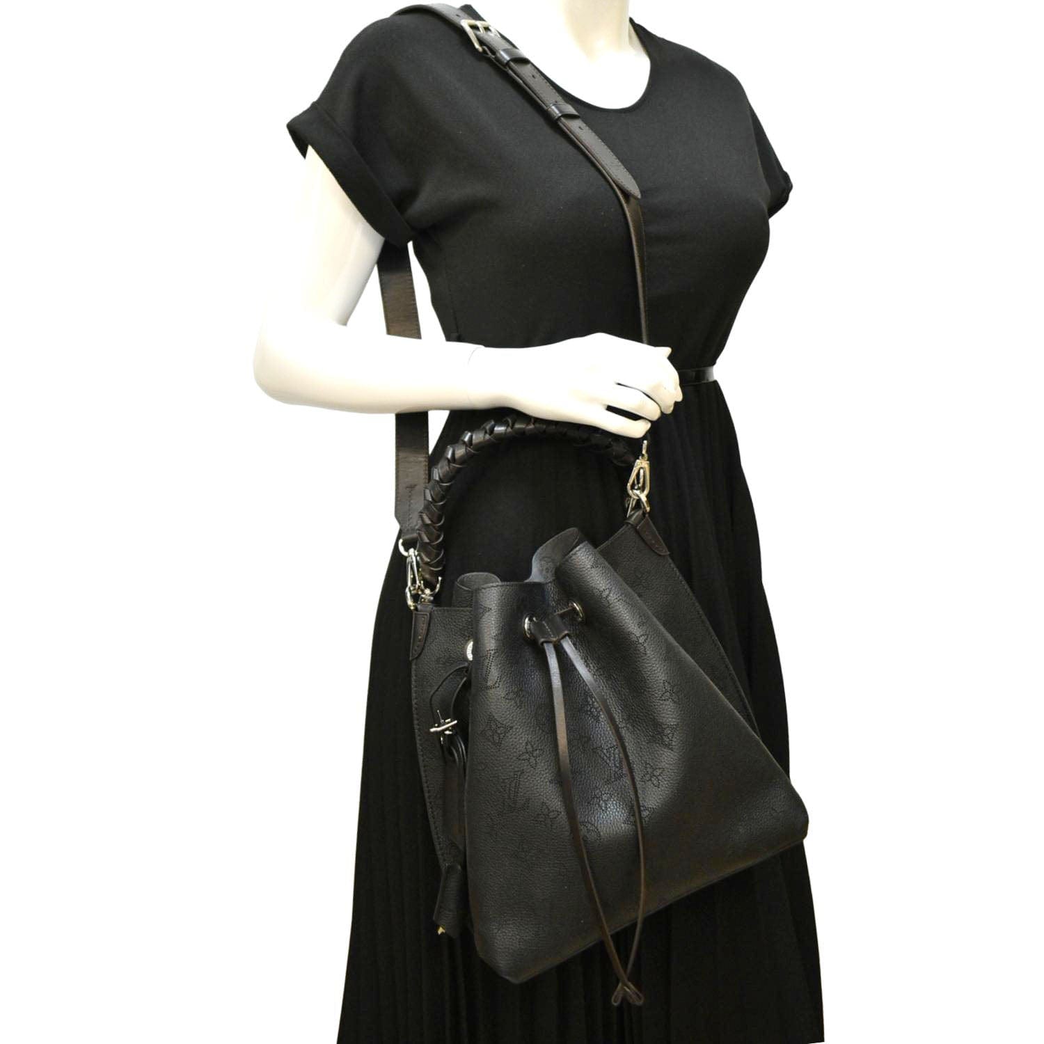 LOUIS VUITTON Muria Mahina Perforated Leather Shoulder Bag Black
