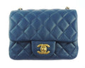 CHANEL slate blue lambskin classic mini square flap bag ghw