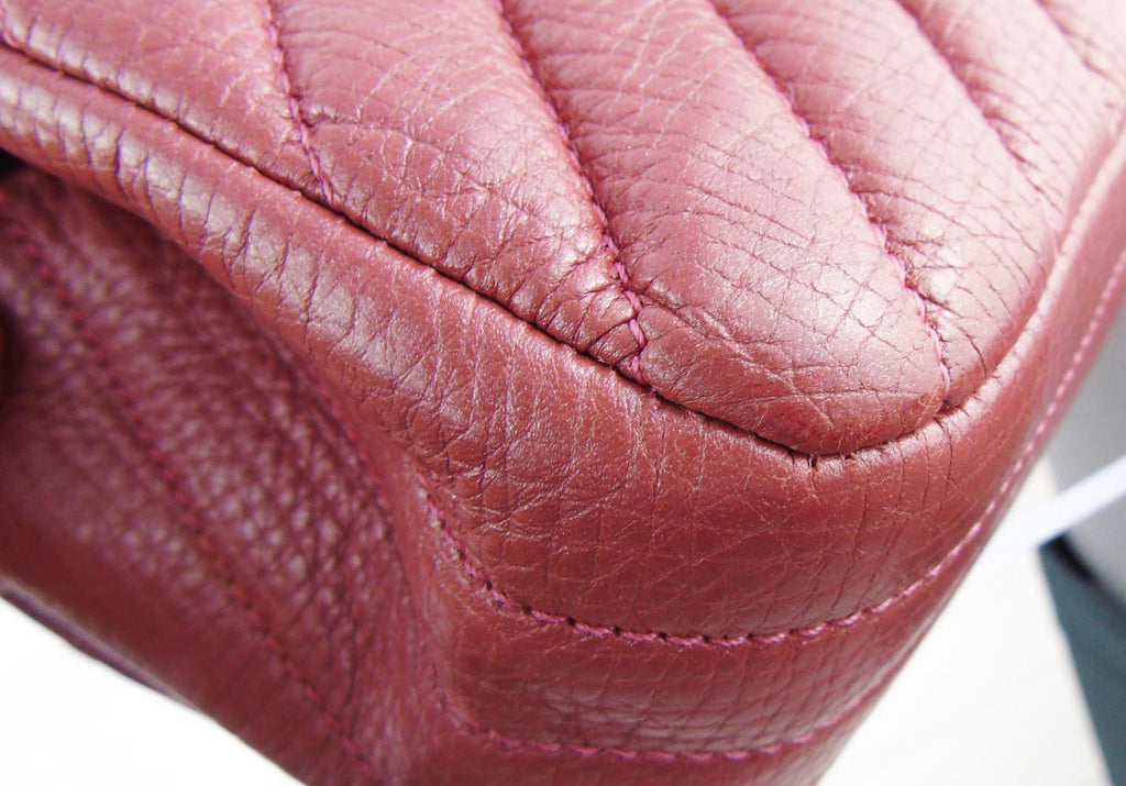 CHANEL dark blush pink chevron leather 2.55 mini rectangular flap bag 2017
