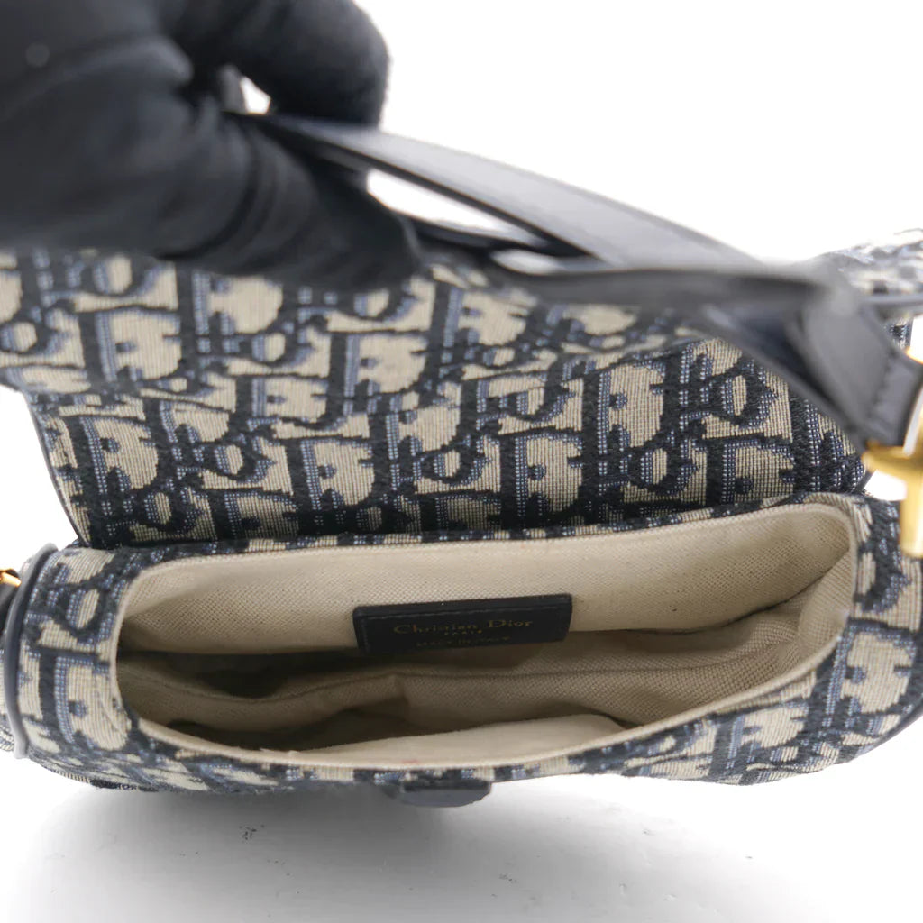 CHRISTIAN DIOR Oblique Mini Saddle Bag Blue