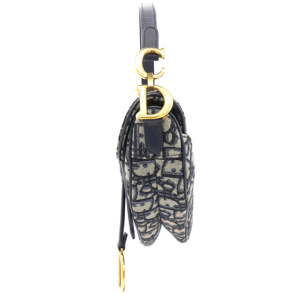 CHRISTIAN DIOR Oblique Mini Saddle Bag Blue