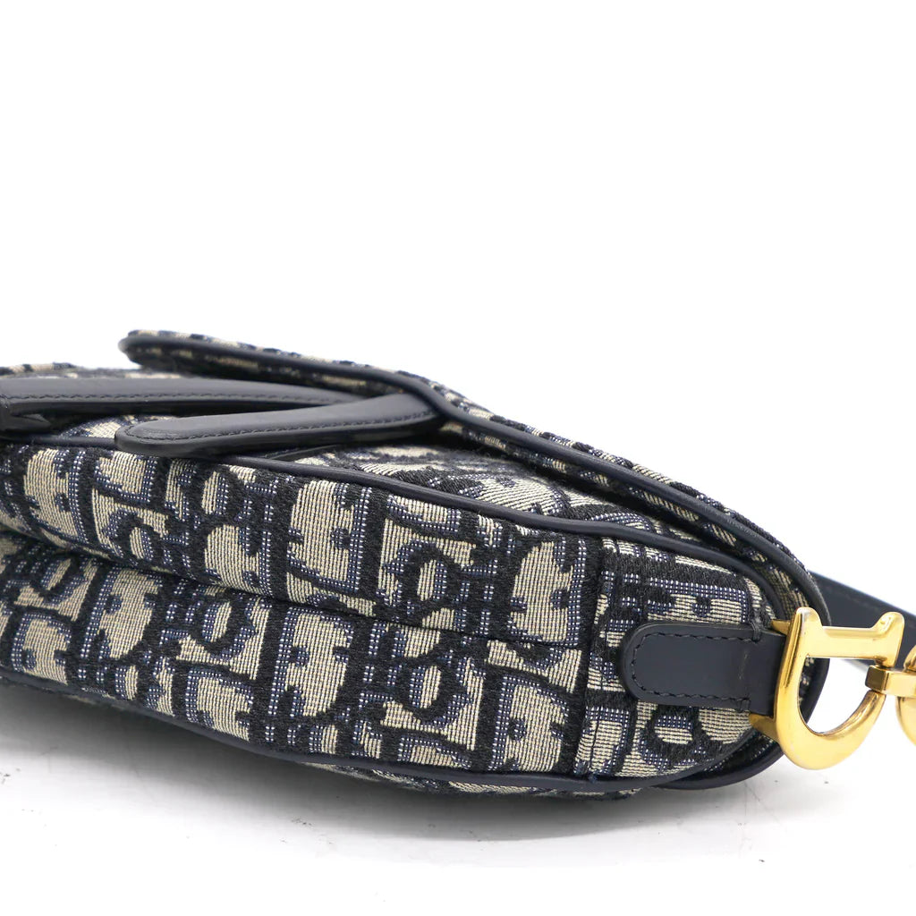 CHRISTIAN DIOR Oblique Mini Saddle Bag Blue