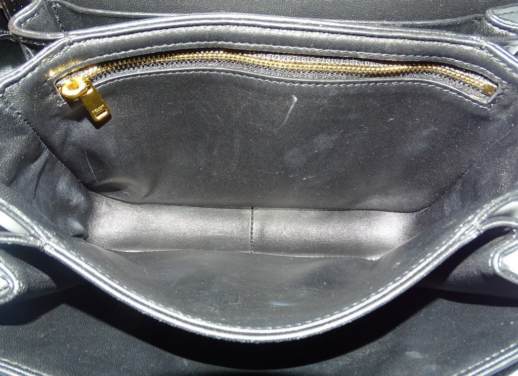 Celine Classic Triomphe Bag In Shiny Calfskin Black