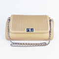 CHANEL cream beige pintuck leather flapbag mademoiselle lock