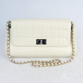 CHANEL pale cream leather quilted flapbag mademoiselle lock