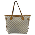 LOUIS VUITTON Neverfull MM Damier Azur Shoulder Bag White