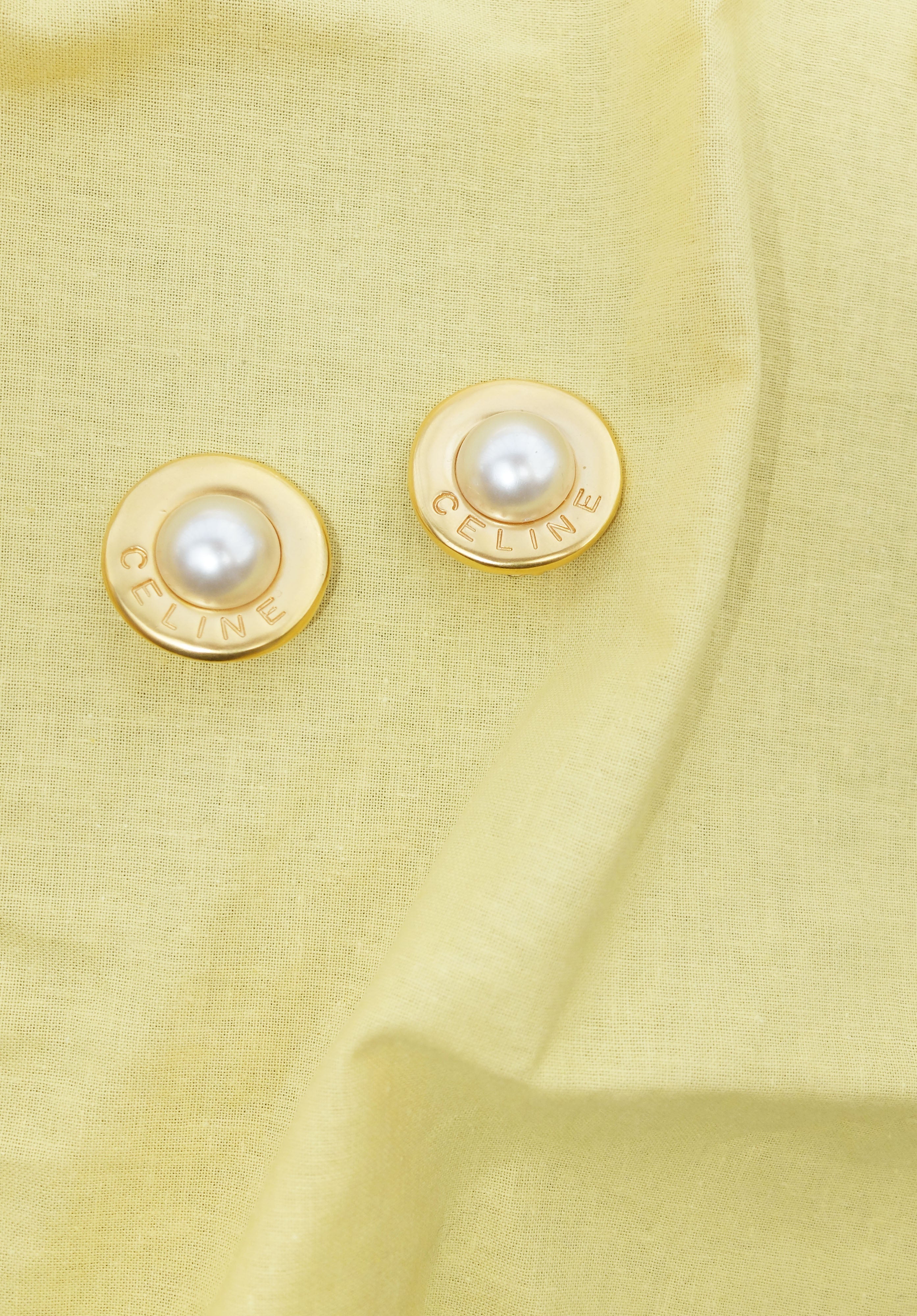 Celine vintage pearl earrings - 1990s