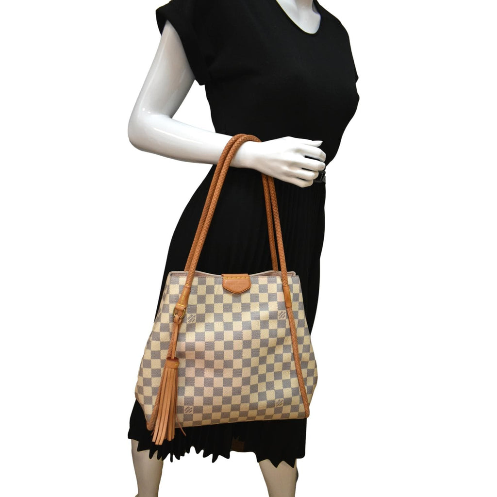 LOUIS VUITTON Propriano Damier Azur Tote Shoulder Bag White