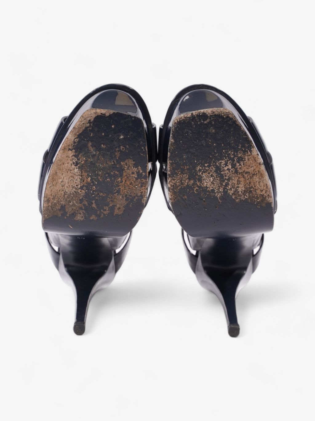 Saint Laurent Tribute Platform Heels 140mm Navy Blue Patent Leather EU 40 UK 7