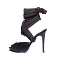 DVF Black Satin Wrap Around Sandals SZ 7 Sale
