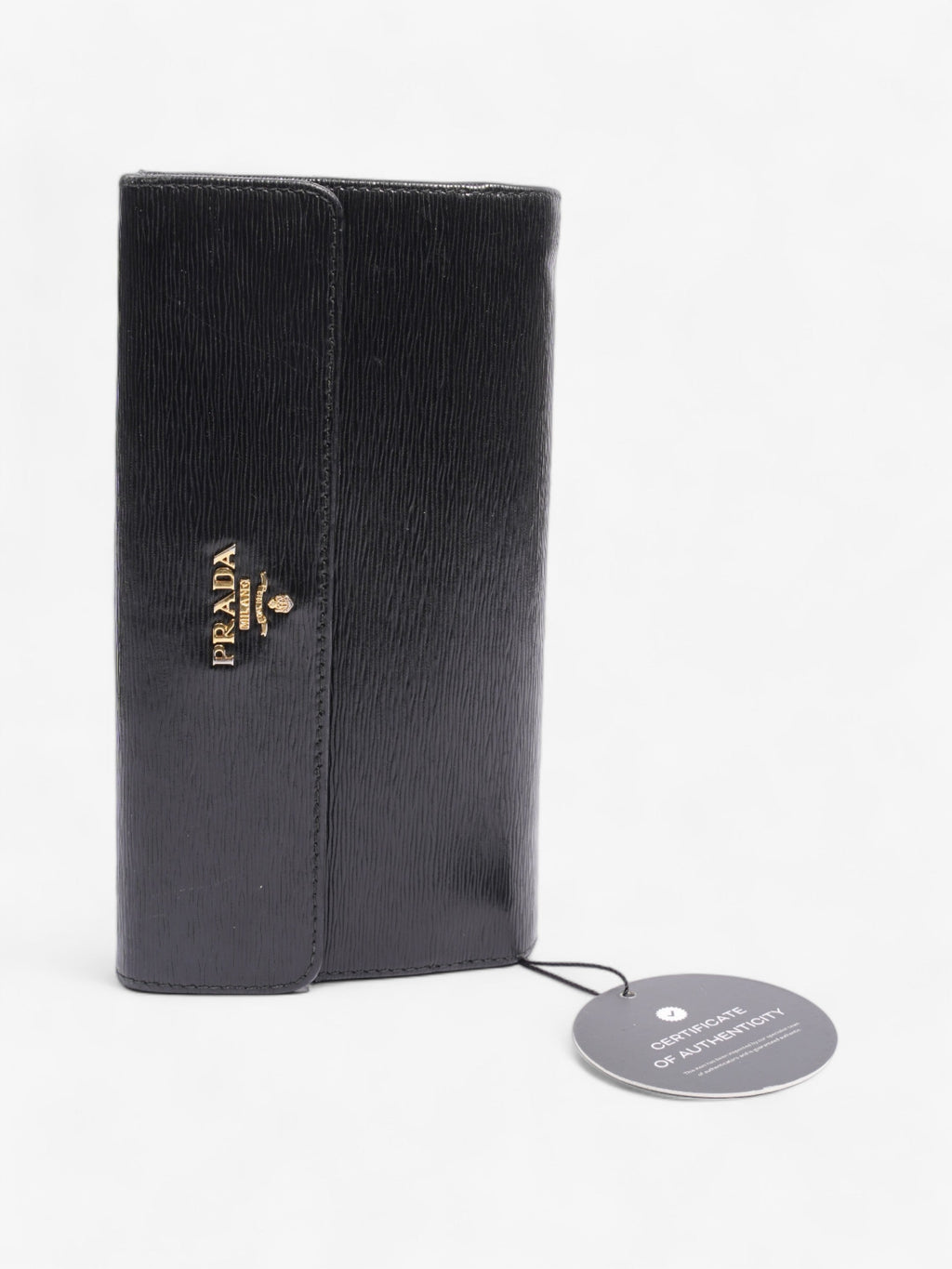 Prada Continental Flap Wallet Black Leather