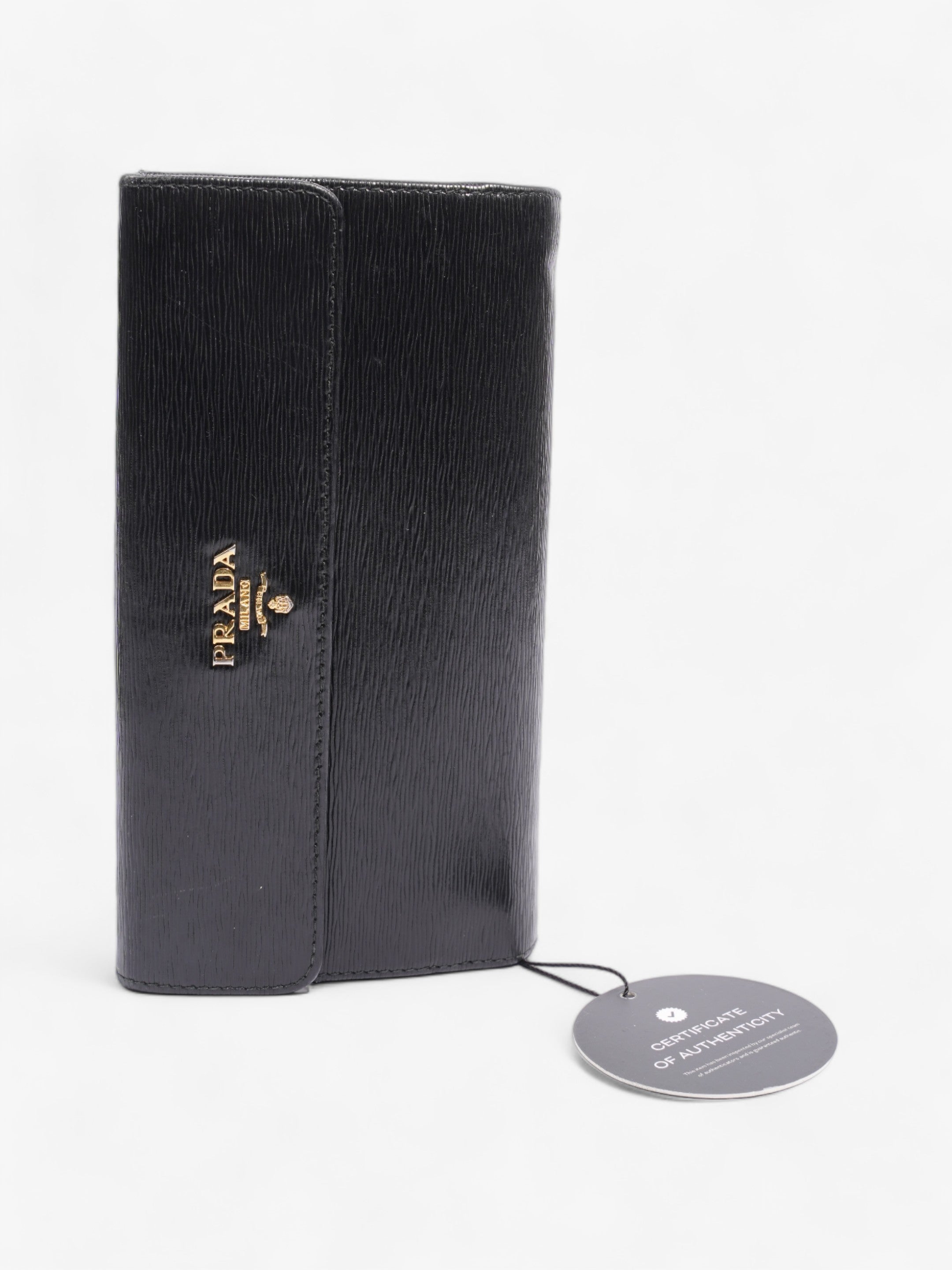 Prada Continental Flap Wallet Black Leather