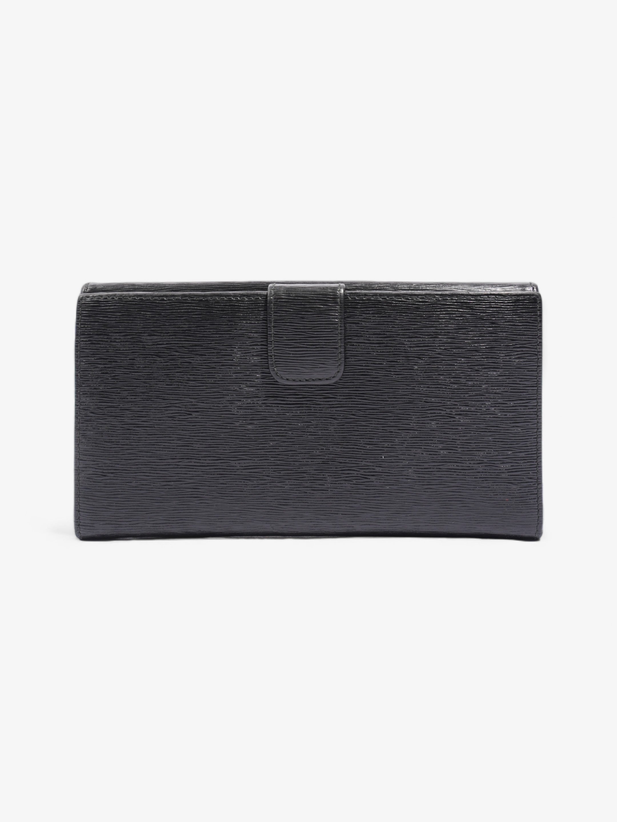 Prada Continental Flap Wallet Black Leather