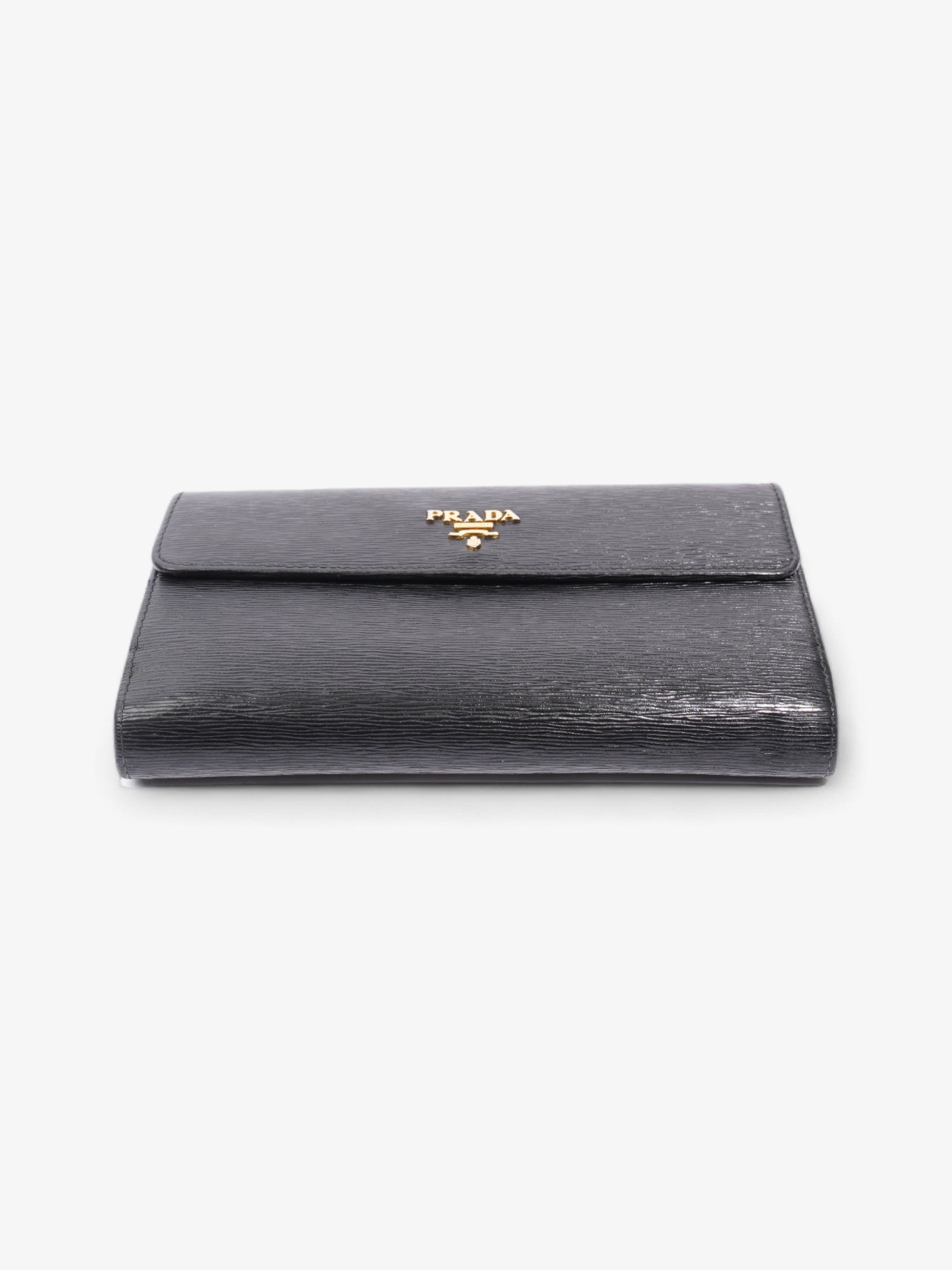 Prada Continental Flap Wallet Black Leather