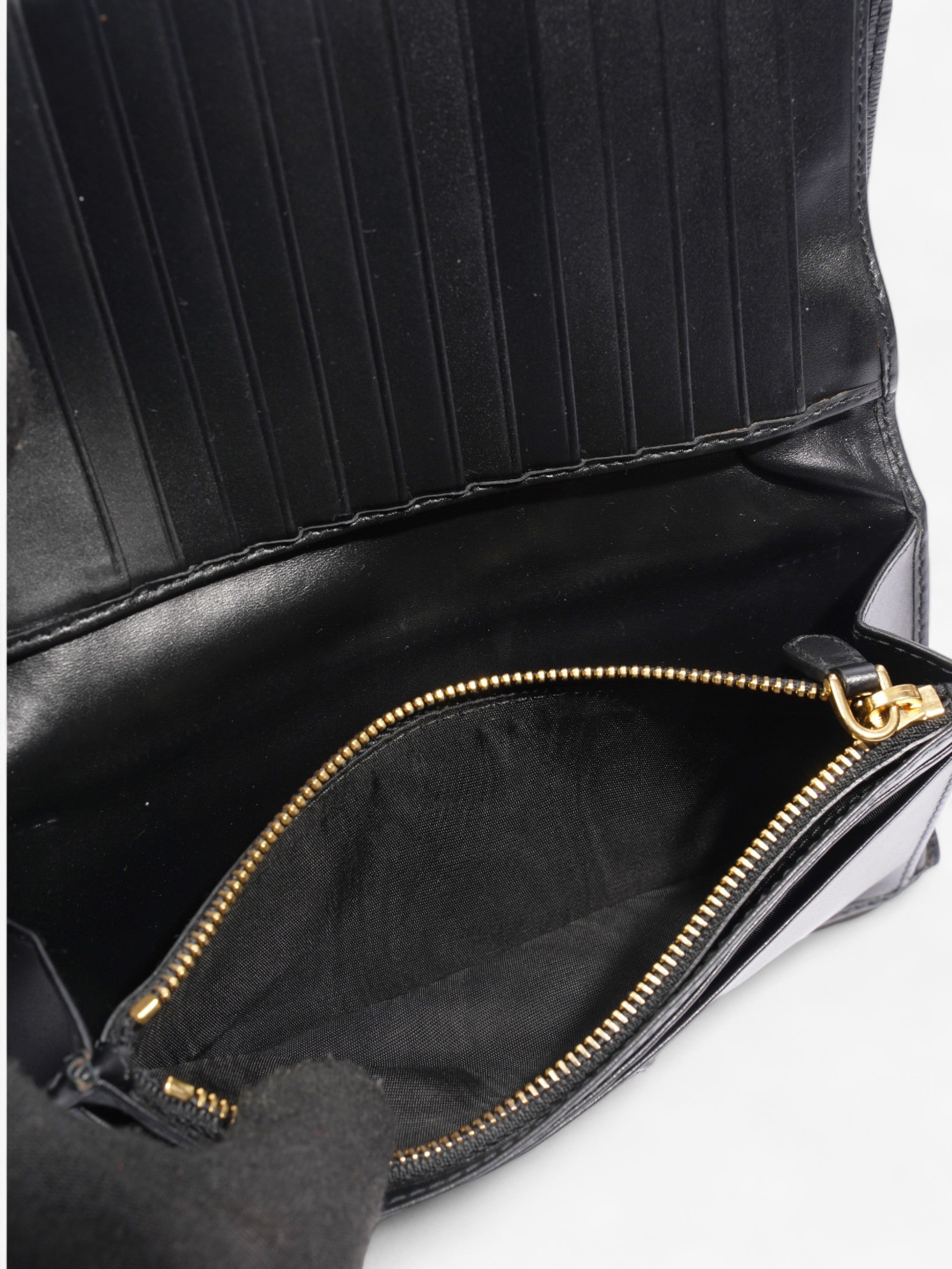 Prada Continental Flap Wallet Black Leather