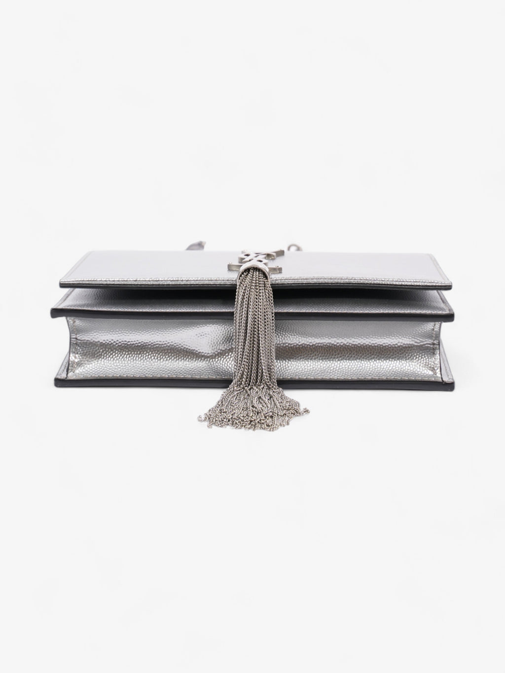 Saint Laurent Kate Monogram Tassel Silver Leather