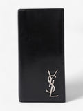 Saint Laurent Cassandre Continental Wallet Black / Silver Calfskin Leather