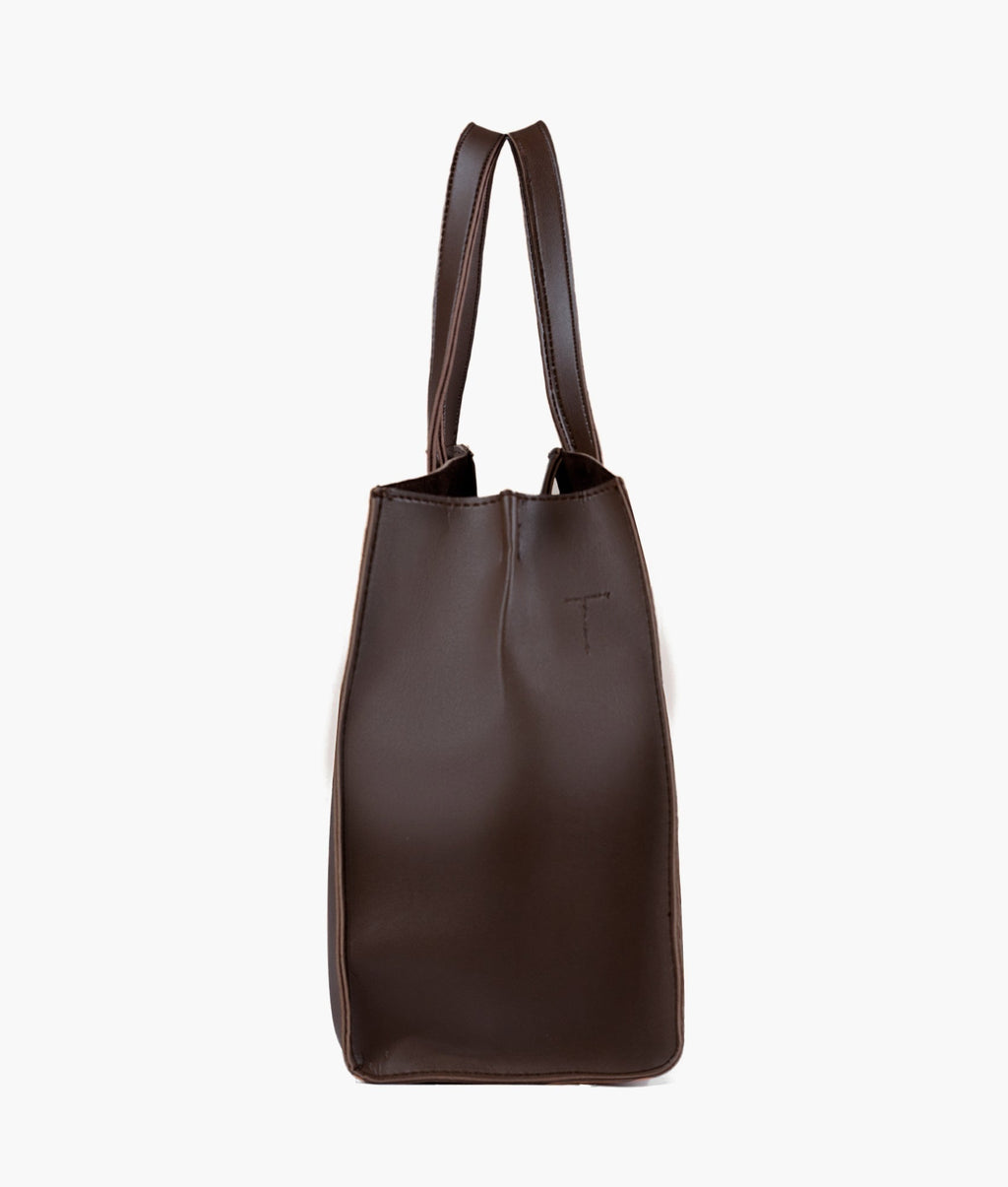Dark brown multi compartment satchel bag