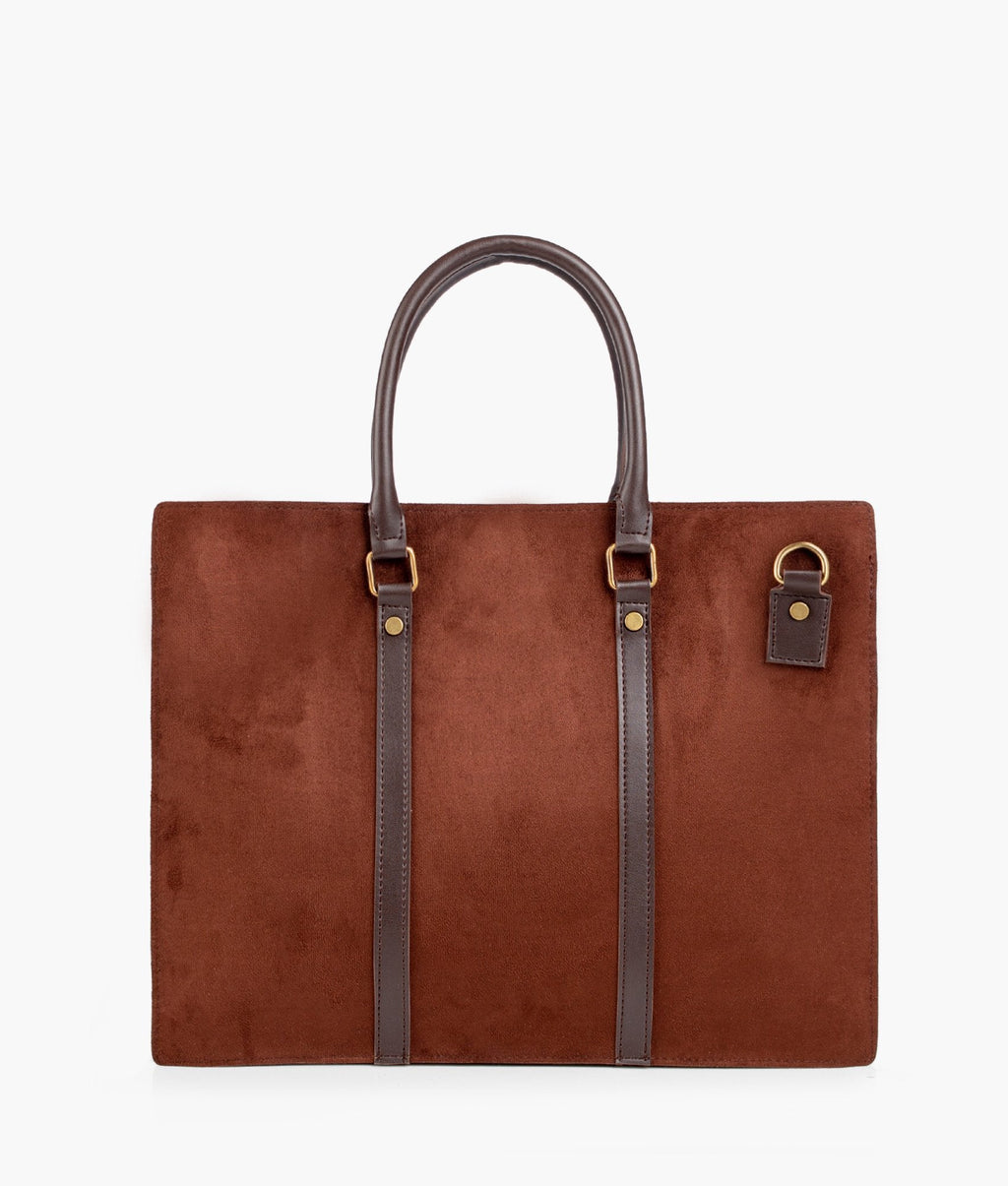 Dark brown suede laptop bag