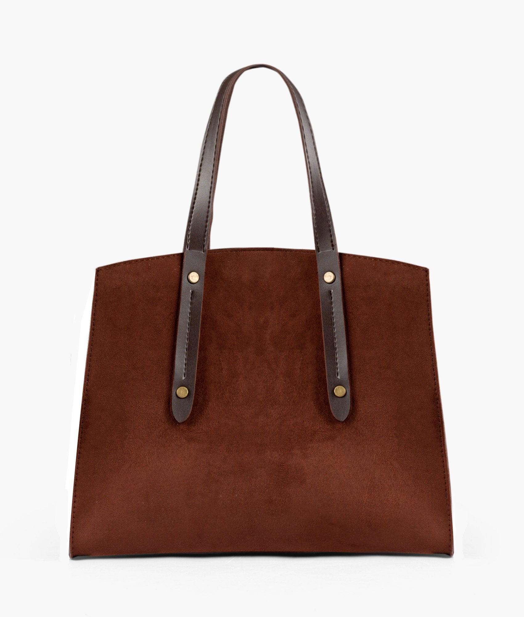 Dark brown suede multi compartment satchel bag